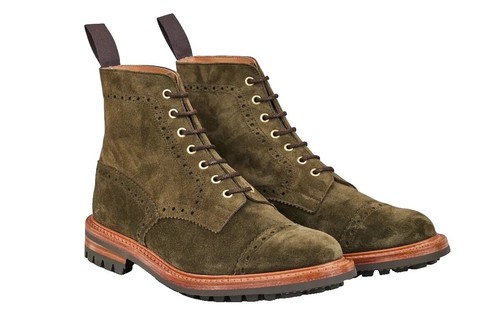 MADDEN Mens Olive Green Brogue Front Heel Pull-Tab Remppr  display picture 2