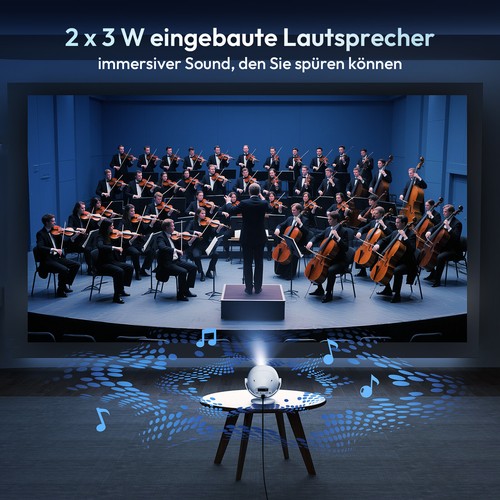 360° Native 720P Android-Projektor 4K Beamer Smart WiFi Bluetooth Büro-Heimkino - Bild 8 von 16