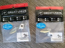 2 - GREAT LAKES FINESSE UNDER SPINS 5/16 OZ MATTE white head GOLD BLADES