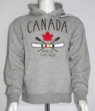 HUDSON'S BAY HBC STRIPES CANADA MAPLE LEAF CANOE MEN'S HOODED SWEATSHIRT SIZE S