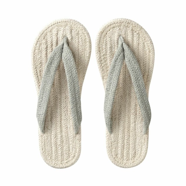MUJI WASHABLE UNBLEACHED COTTON X GRAY INDOOR SANDALS SLIPPERS WITH