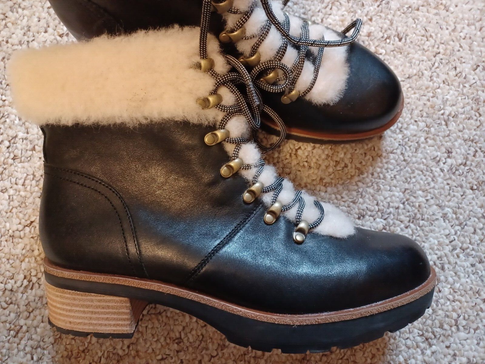 KorkEase Womens Winslet Black Leather Fashion Combat… Gem