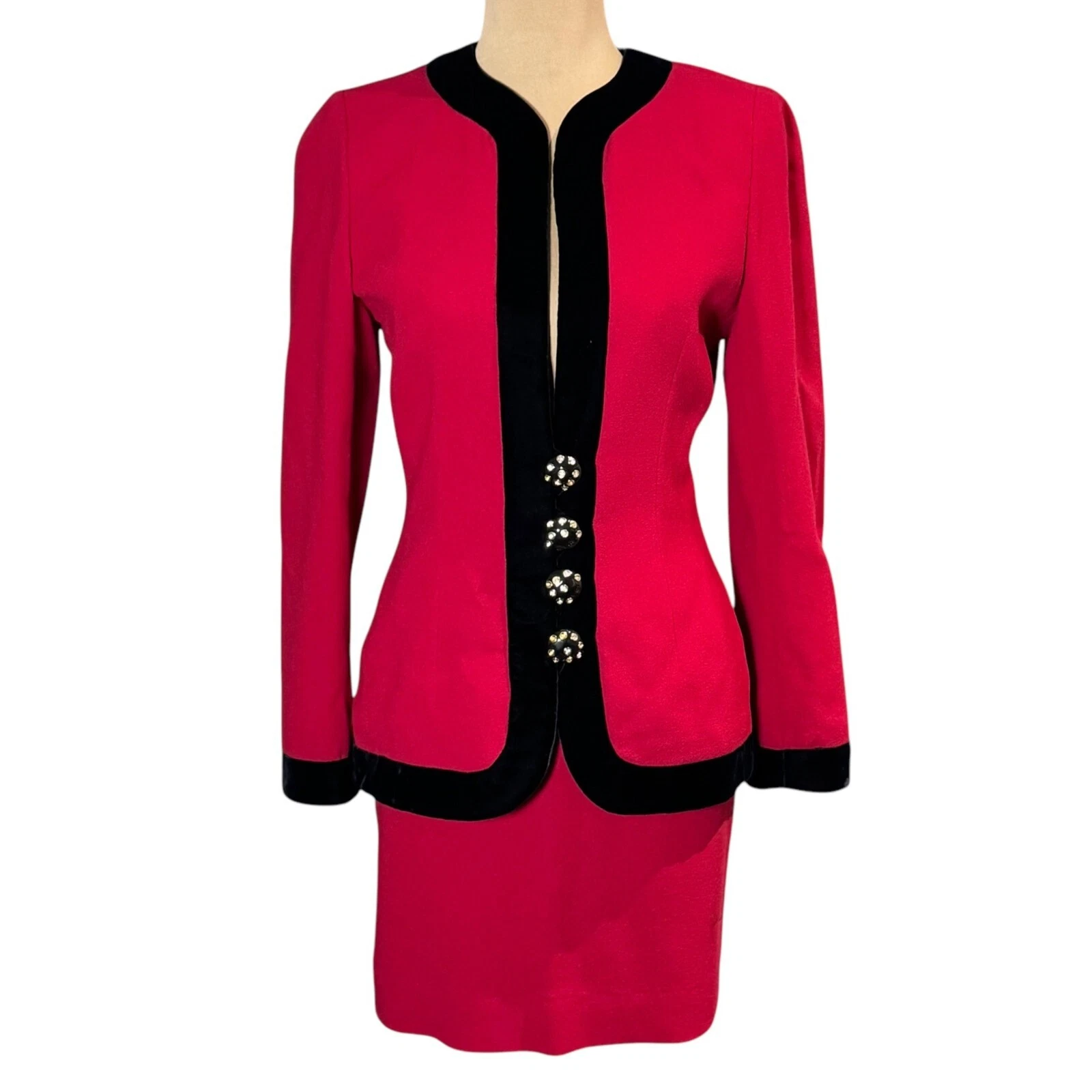 Suite gonna da notte Valentino vintage anni 90 80 taglia S bordo velluto rosso carriera rara