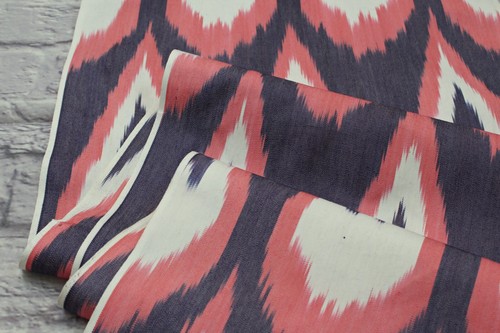 3.0 m Uzbek cotton handmade Ikat fabric/Blue cloth for craft,upholstery,decor - Picture 6 of 8