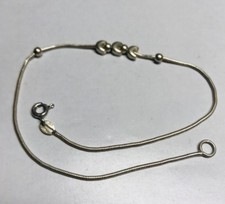 Sterling Silver Italy Beads Crest 9&rdquo; Long 3.2 Grams Bracelet/anklet