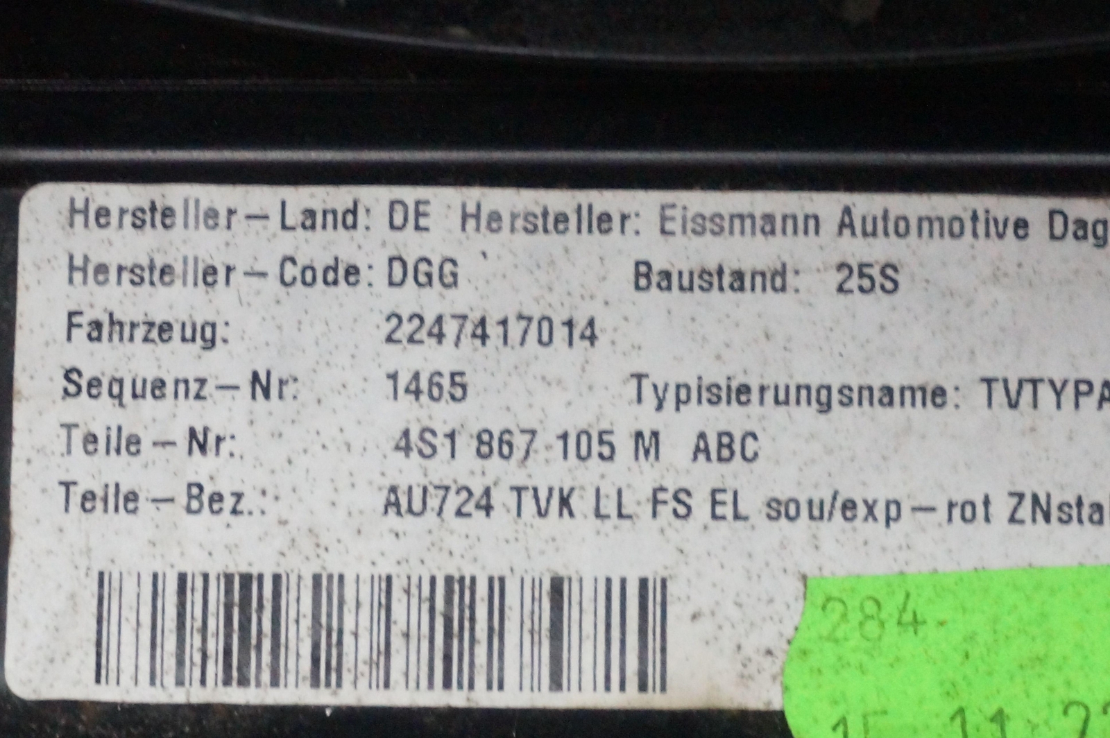 Front Left Interior Door Trim Panel Red & Black 4S1867103B Audi R8 4S 2023 *Note