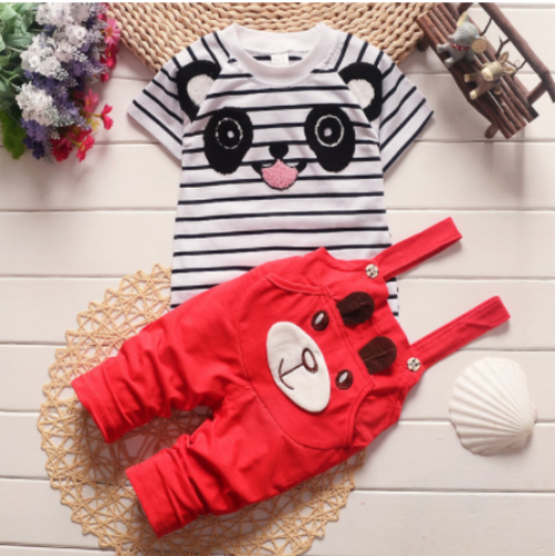 Ropa Verano Niños Ropa Conjuntos Moda Corbata Camisetas + Rayas Corto 2 piezas Traje - Imagen 38 de 39