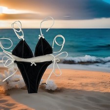 Women s Bikini Swimwear Set Size Small Color Black New