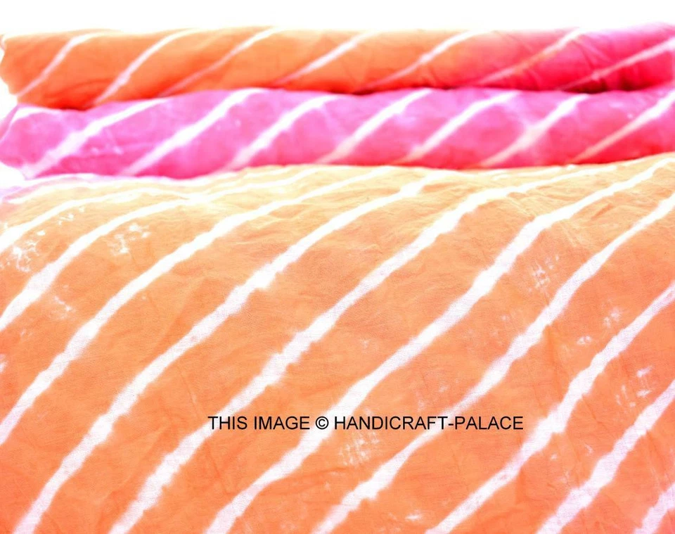 Tie Dye Lahariya Print 100% Pure Cotton natural color Running 25 fabric Indian - Image 3 of 3