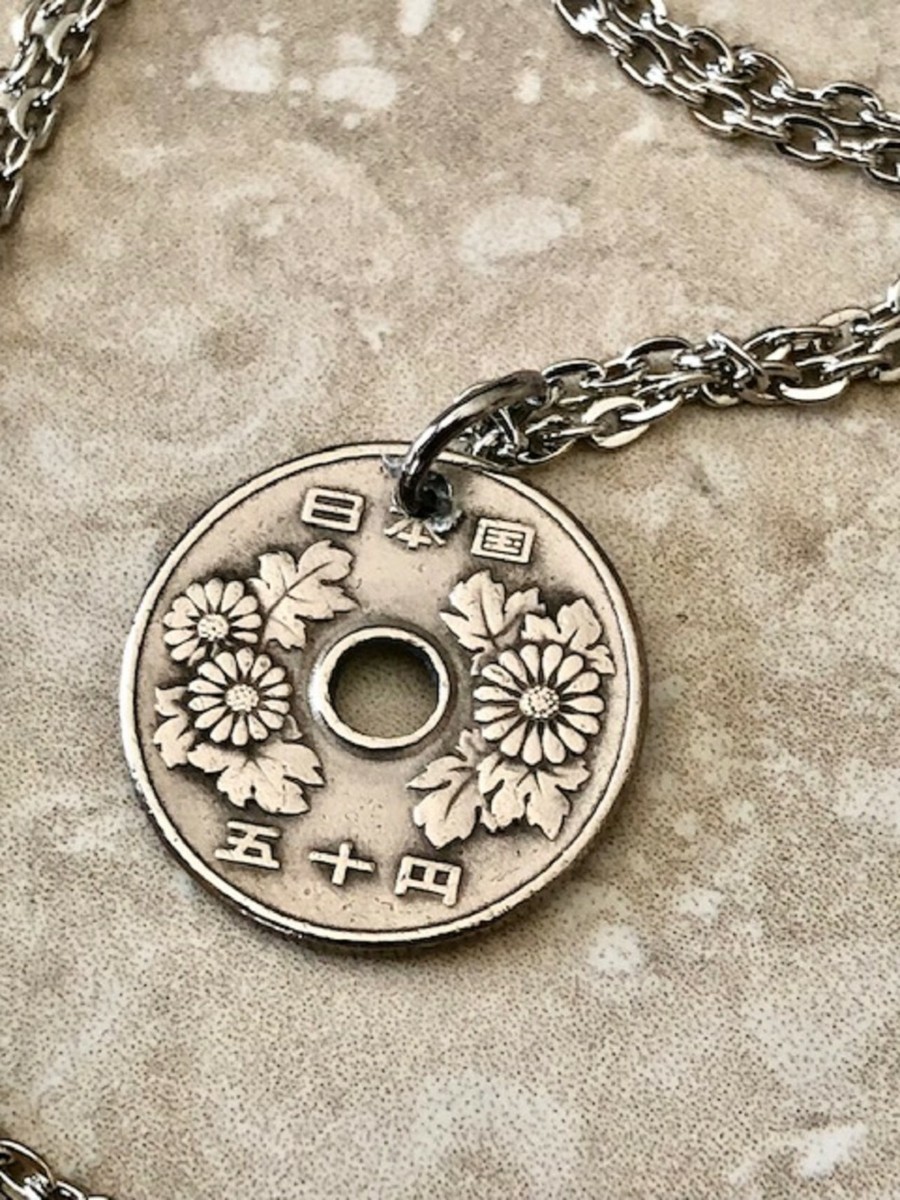 Coin Necklace 50 Dollar Chain Japan Coin Necklace 50 Yen Pendant Japanese  Custom Jewelry
