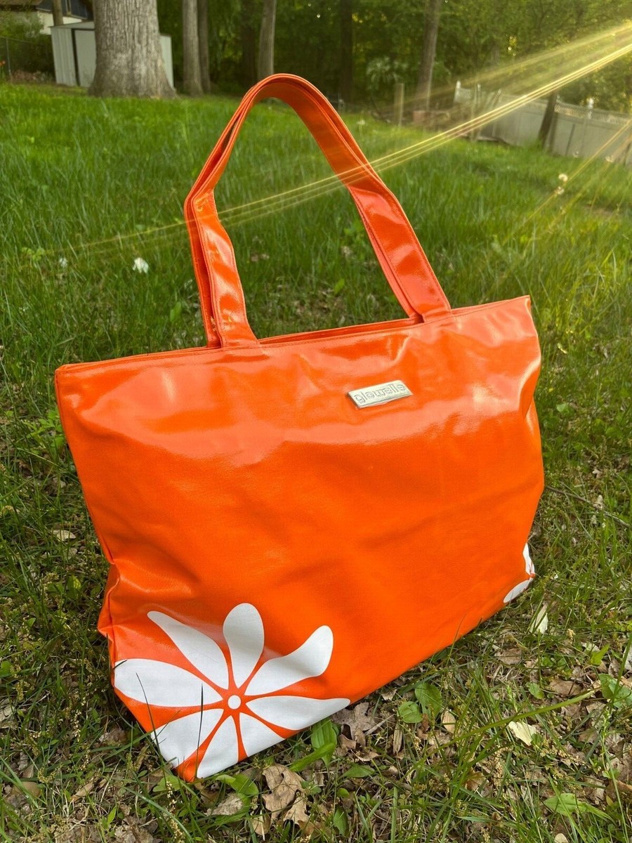 Orange Tote Bag - Large Bright Color Purse, Water-Resistant