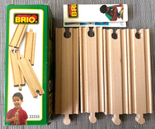 NIB Vintage 1990's BRIO 4 MEDIUM STRAIGHT wooden train TRACKS Sweden 33335