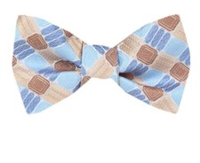 Men's Big  Tall Sky and Taupe Pattern XL Self Tie Bowtie Weddings