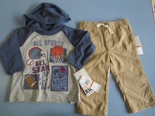 New Kids Headquarters Baby Boys 2 Piece Set Long Sleeve Hooded Shirt / Pant 12M