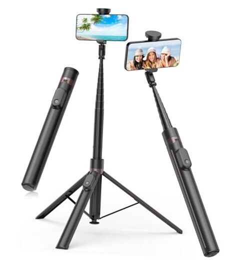 66in Magnetic Auto-Open Tripod Stand for Phones in Black  