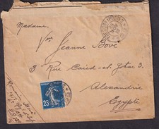 Francia 1916 Primera Guerra Mundial cubierta de censor Romain Bove Tresor Postes 129 a Alejandría Egipto