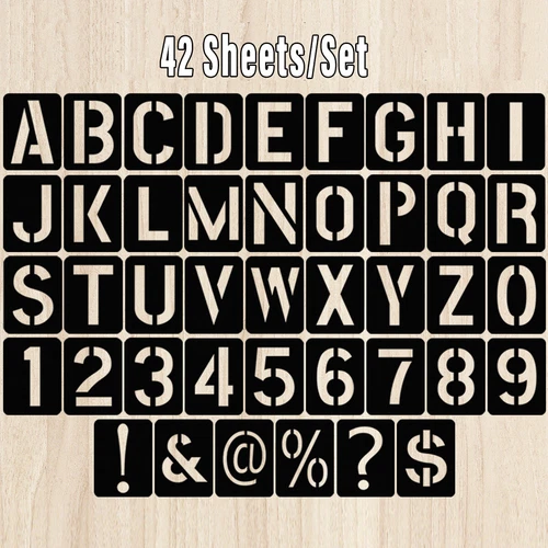 42pcs Copying Stencils Spray Painting Template Letter Number Symbols Templates - Picture 4 of 10