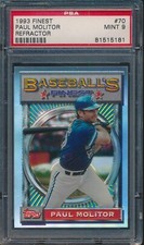 1993 FINEST BASEBALL #70 PAUL MOLITOR REFRACTOR PSA 9 MINT HOF