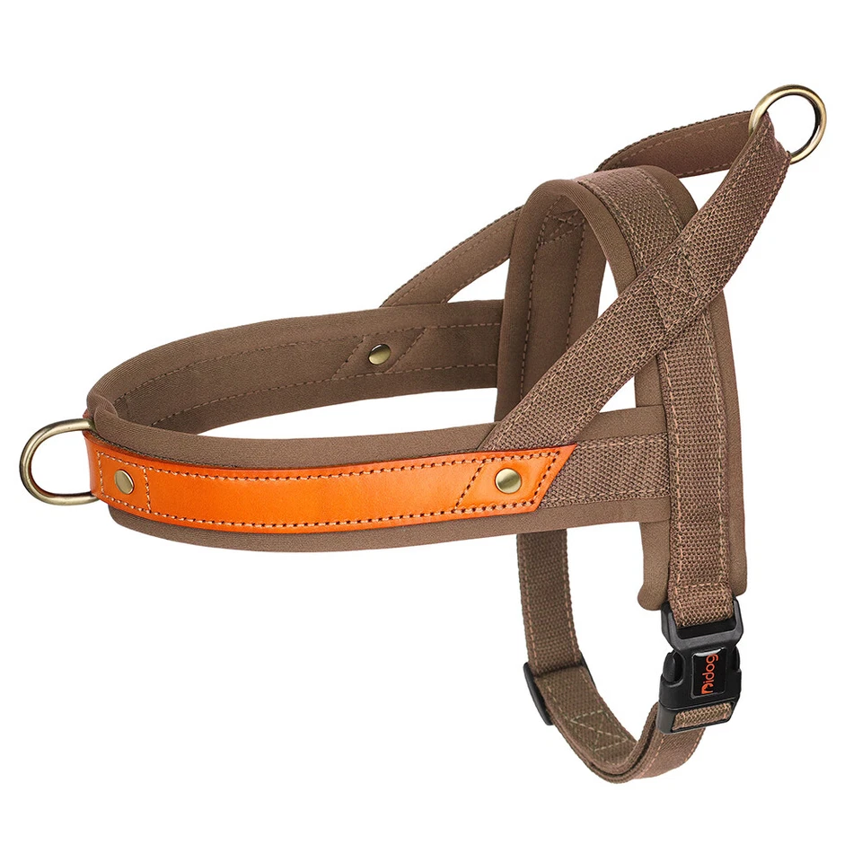 Hundegeschirr No Pull Nylon & Leder Gepolstert Softgeschirr Brustgeschirr XS-L - Bild 3 von 4