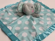 Circo Grey Aqua Blue White Polka Dot Elephant Satin Plush Baby Security Blanket