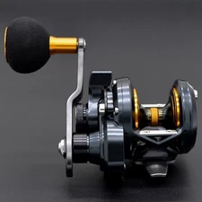 Round Baitcast Reel Lever Drag Right Hand 7.3:1 Smooth Saltwater Inshore Fishing