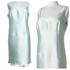 TERI JON Silk Dress Sleeveless Sheath Shift Midi Length by Rickie Freeman Size 8