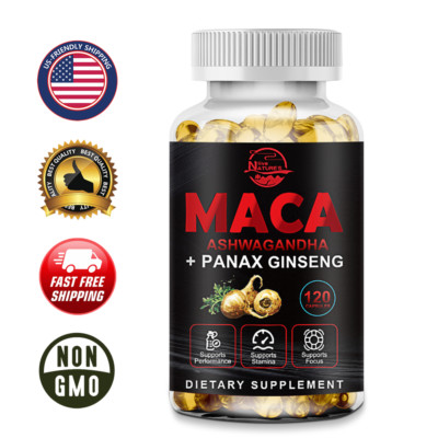 Organic Maca Root 120 10000mg Capsules, Peruvian Maca Extract for Men & Women