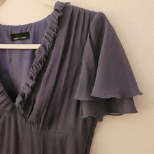 Max and Cleo Bloomingdales Flutter Sleeve Tea Dress Plum Side Zip Women's Sz 6