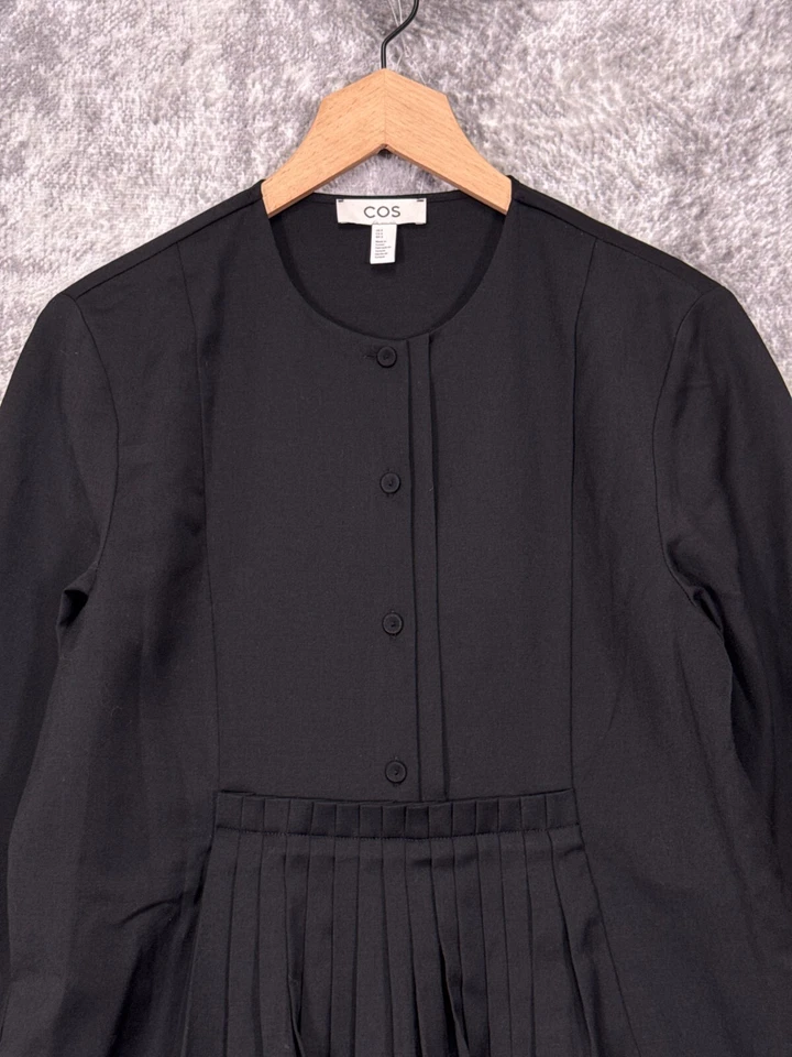 Vestido COS 8 Mujer Traje Negro Lana Plisado 3/4 Minimalista Foto 2 de 4