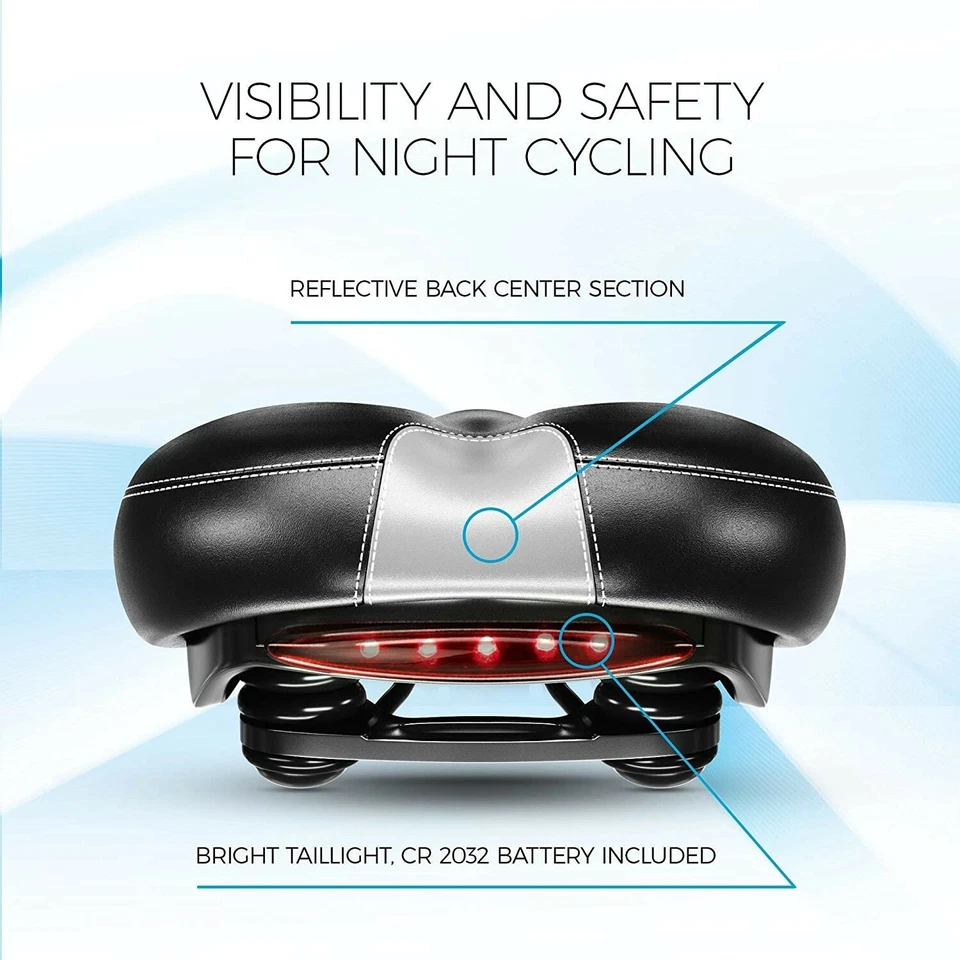 Asiento de bicicleta cómodo para hombres y mujeres - Cojín de sillín de bicicleta acolchado suave ancho Cruiser Foto 4 de 4