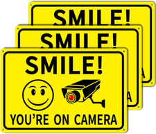 3-Pack Smile You'Re on Camera Signs 8"X12" Rust Free Aluminum Video Surveillance