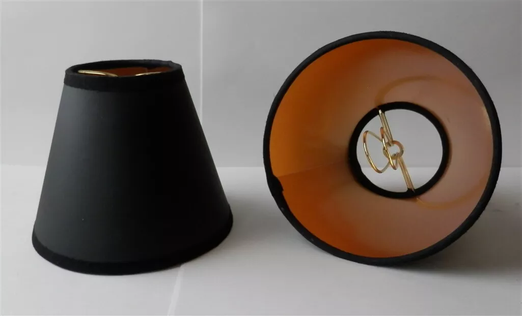 Ten 10 Black w Gold Lined Paper Mini Chandelier Lamp Shade 4