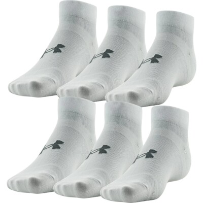 Under Armour WHITE Essential Lite Low Cut Socks 6-Pack, US Men 8.5-13