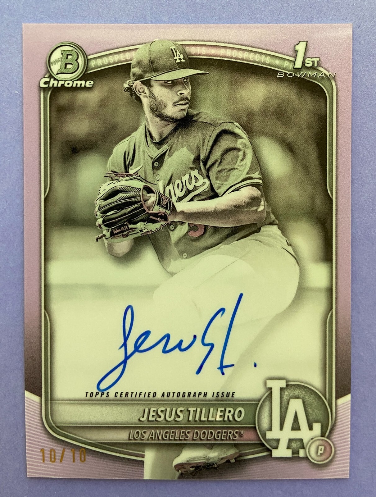 2025 1st Bowman Chrome /10 Jesus Tillero SP Pearl On-Card Auto #CPA-JT