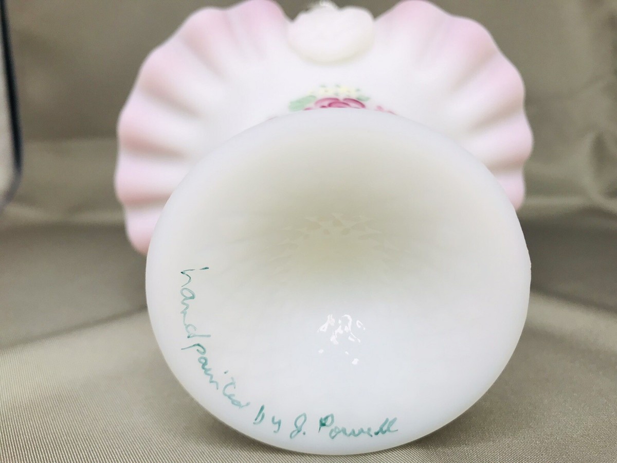 フェントン　バスケット　ローズガーデン Vintage Fenton Rose Garden Basket Hand Painted Signed By J