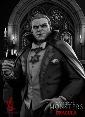 Dracula 3D Printed Figure, Vampire from Bram Stoker's Classic, Unpainted