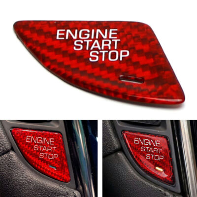 For Cadillac 2013-19 ATS ATS-V Red Real Carbon Keyless Engine Push Start Button