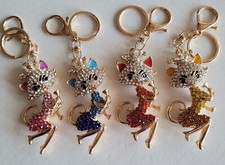 Cat 3D Shaped Keychain Crystal Bling Bling Rhinestone Keyring Handbag Charm