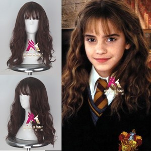Harry Potter Hermione Granger Cosplay Wig Air Bangs Brown Long