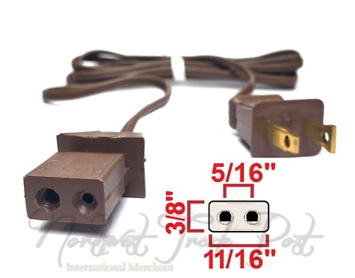6ft Polarized Power Cord for Vintage Solid State TV Stereo Radio 5/16'' CC 2-Pin