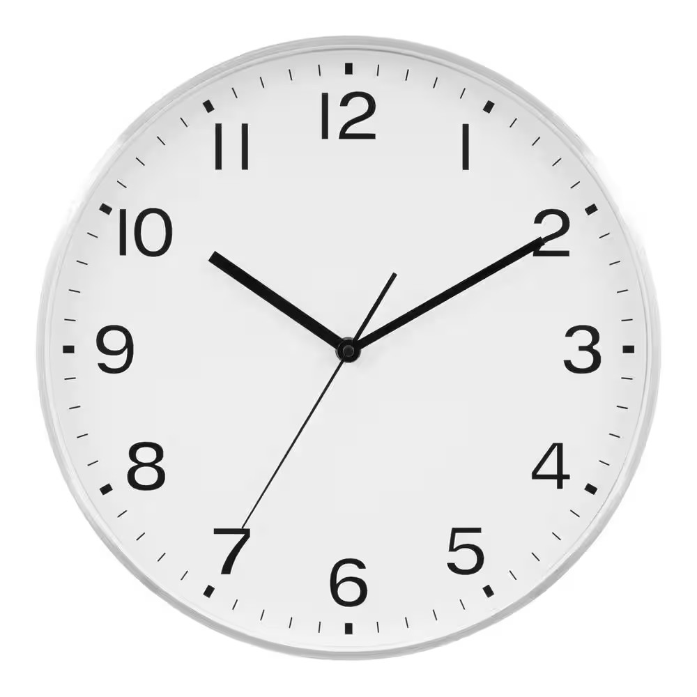 13 In. Brushed Metal Analog Quartz Wall Clock