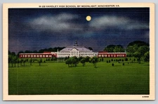 Winchester, VA Postcard - Handley High School by Moonlight