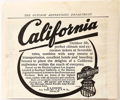 1908 North Western Line Eisenbahn Werbung Union Pacific Overland Train