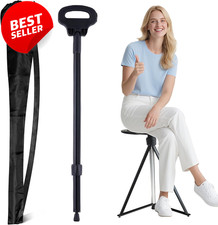 Folding Walking Cane Seat Lightweight 2 in 1 Stool Aluminum Portable Senior - US