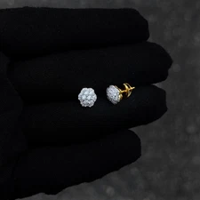 9mm Moissanite Flower Cluster Earrings, 0.76ct Diamond Studs