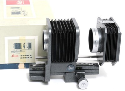 Leitz Leica M Hammertone Grey Bellows 16556P and16557Q Macro Close Focus Bellow