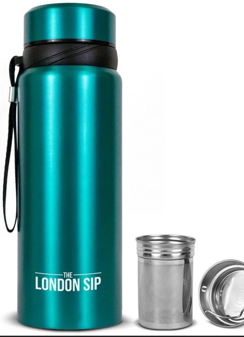 London Sip ~Stainless Steel ~Tea Infuser Bottle~ Extra Long Infuser ~25OZ.~ Blue