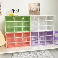 Desktop 9 Grid Storage Boxes Organizer Transparent Drawer Partitioned Student