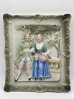 VNTG Porcelain Relief Wall Plaque With Courting Couple Scene Occupied Japan — photo 1