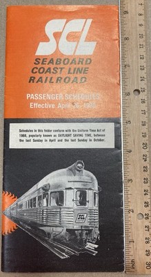 1970 Seaboard Coast Line Eisenbahn Öffentlicher Zeitplan Personenzug Fahrplan